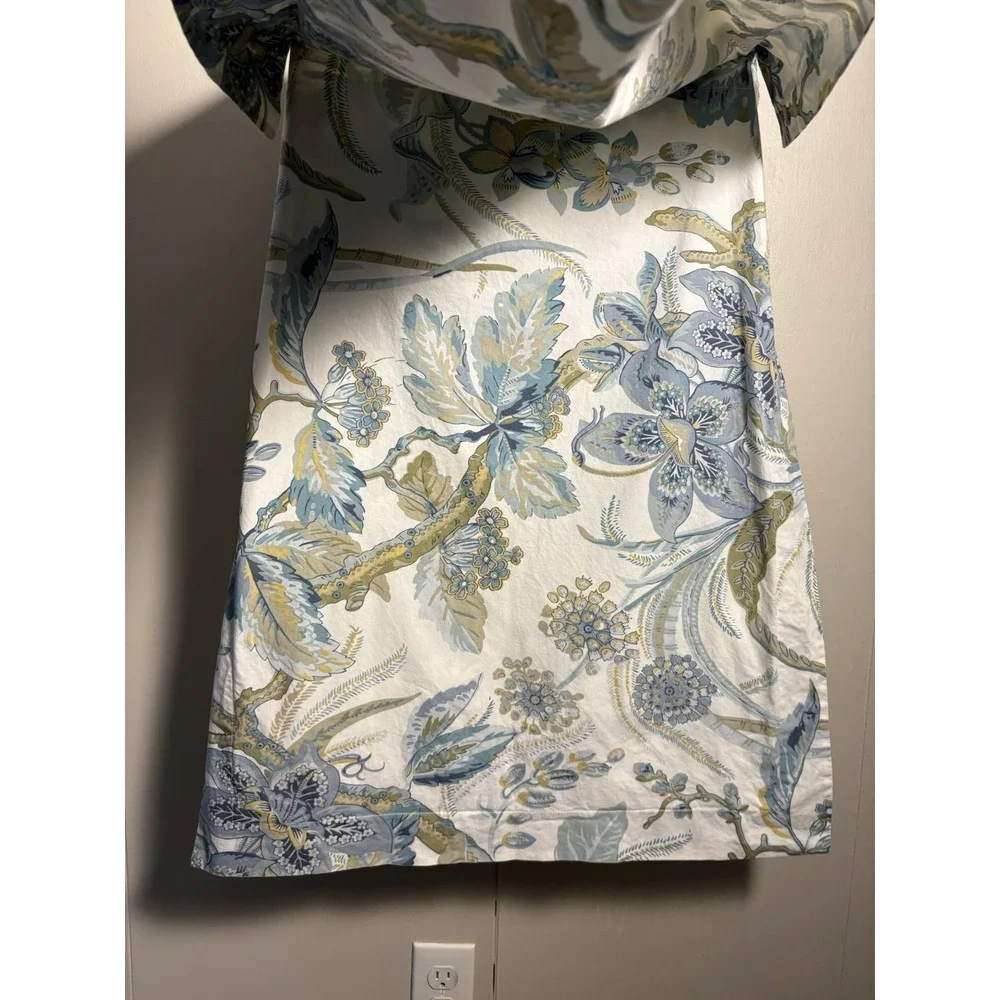2 Pottery Barn Standard Pillow Sham Caesarea Blue Floral Organic Cotton Bedding
